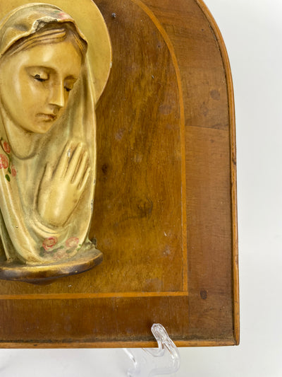 Quadretto Madonna in maiolica dipinta '900