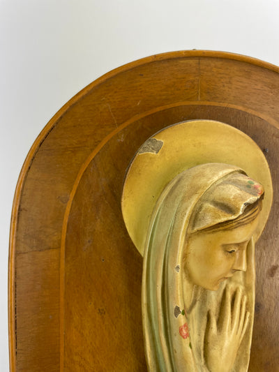 Quadretto Madonna in maiolica dipinta '900