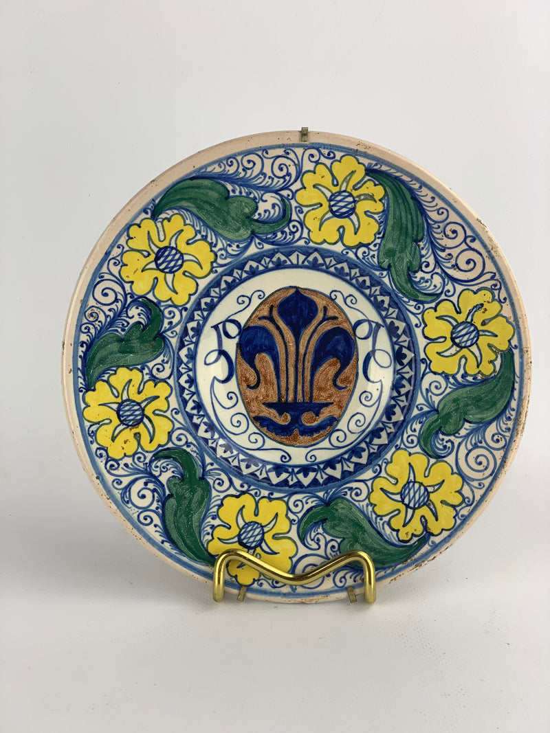 Piatto ceramica decoro floreale