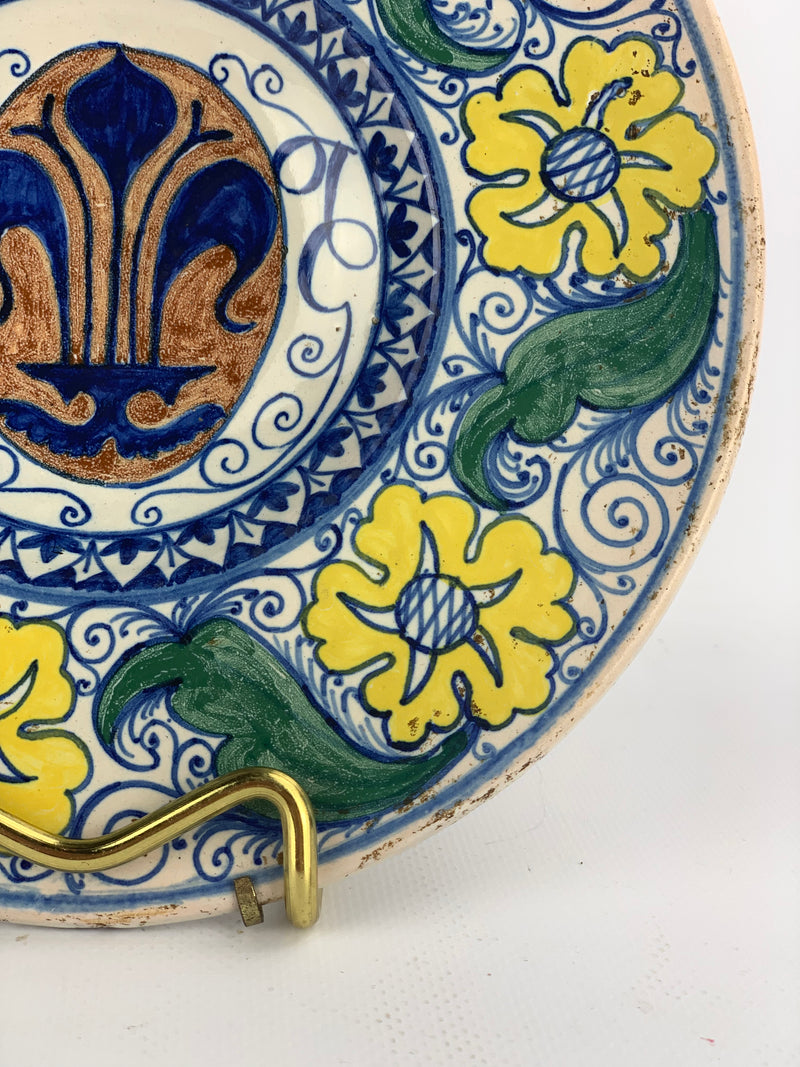 Piatto ceramica decoro floreale