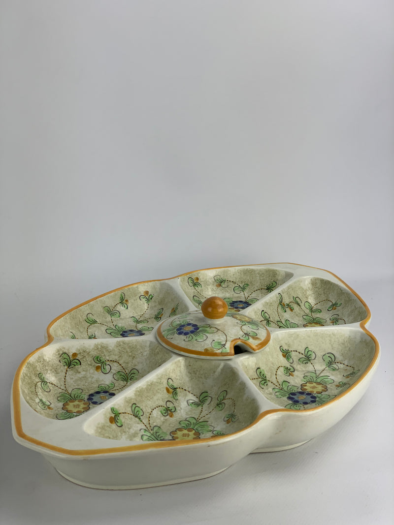 Antipastiera in ceramica decorata sette scomparti Made in Italy