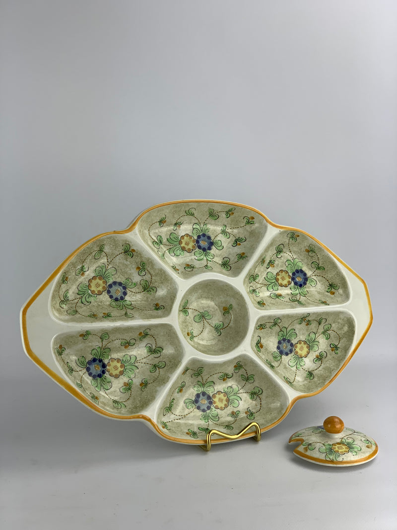 Antipastiera in ceramica decorata sette scomparti Made in Italy