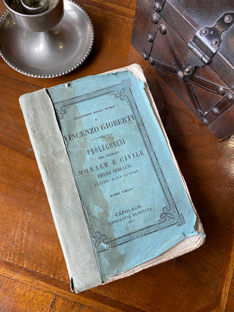 Libro Prolegomeni del primato morale e civile degli italiani, Vincenzo Gioberti della tipografia Elvetica del 1846.