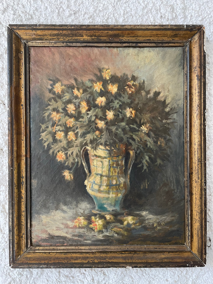 Quadro di natura morta del 900, olio su tela raffigurante un bouquet di fiori