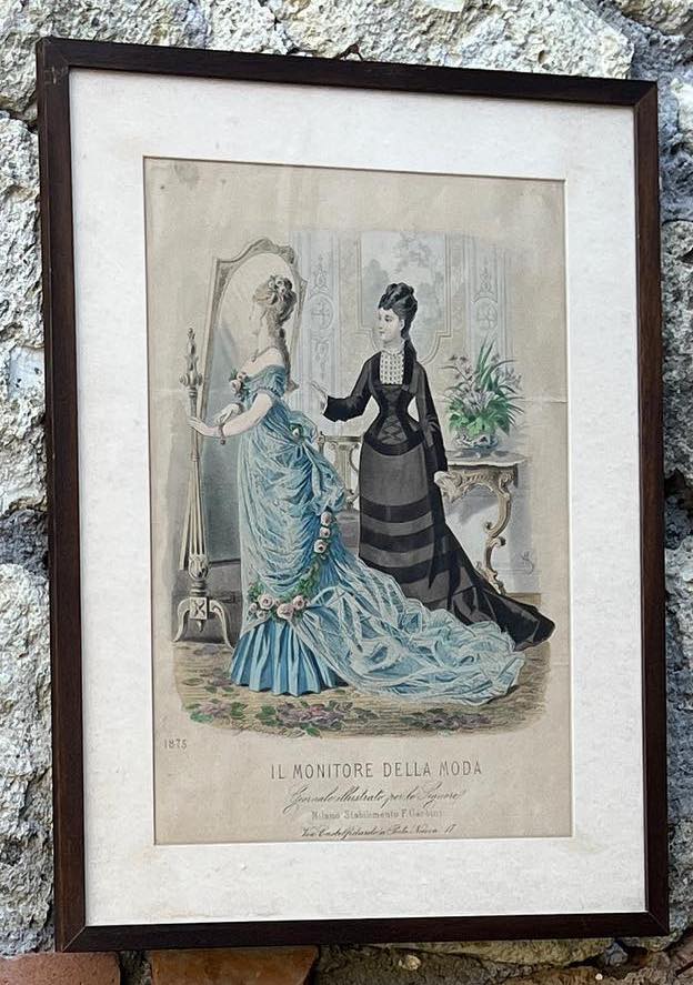 Stampa colorata di moda femminile italiana dell’Ottocento.