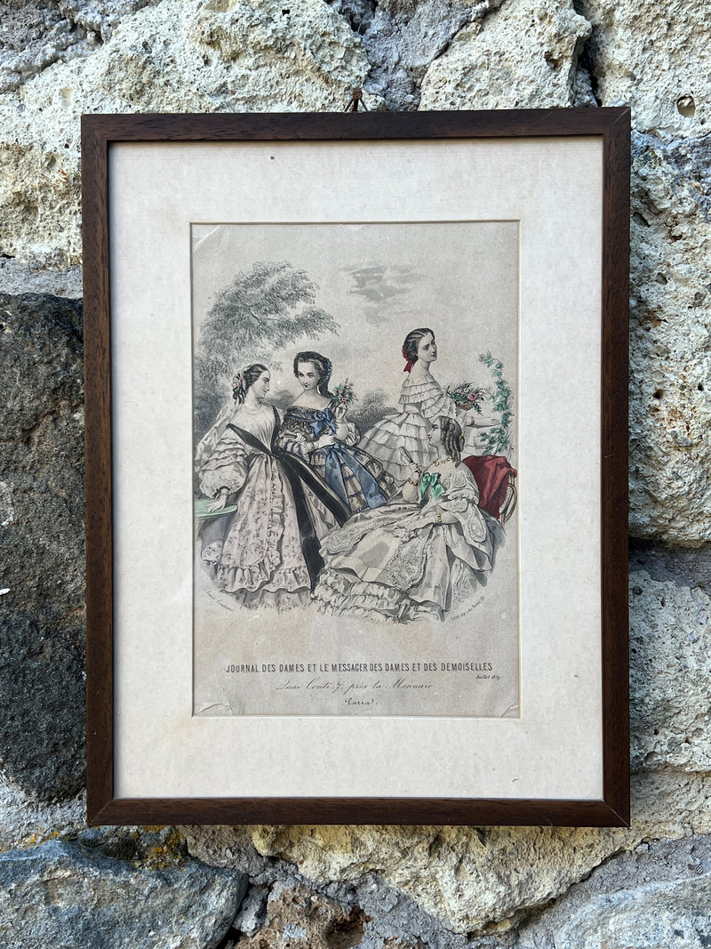 Stampe colorata di moda femminile francese dell’Ottocento.