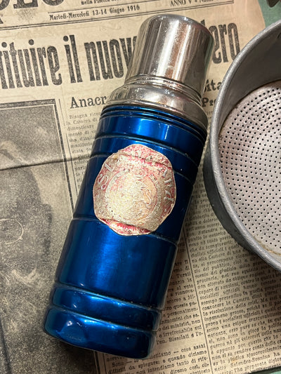 Thermos in allumino blu della Standard Cusano Milanino realizzato negli anni '50.