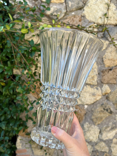 Vaso vintage vetro con decoro geometrico alla base e nella fascia centrale.