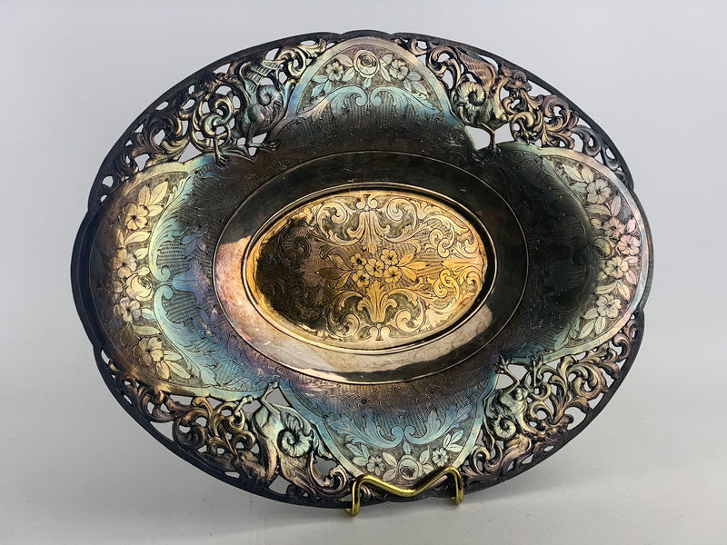 Vassoio in silverplate traforato