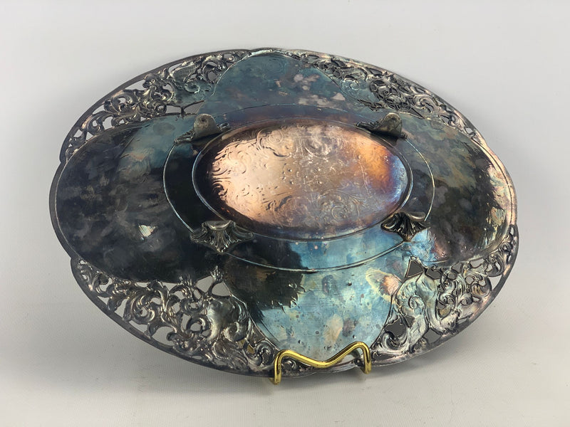 Vassoio in silverplate traforato