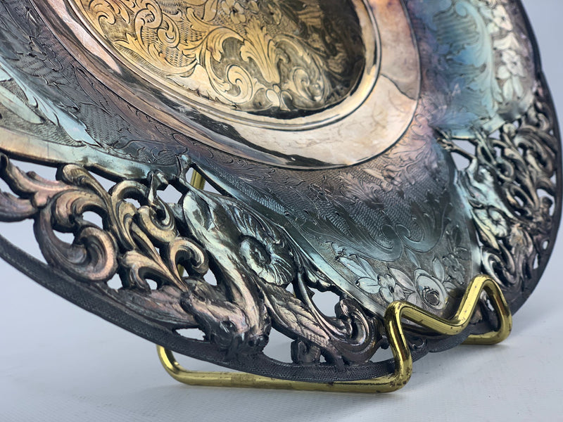 Vassoio in silverplate traforato